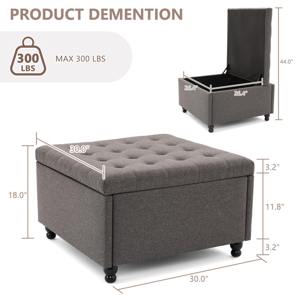 Square Storage Ottoman Coffee Table