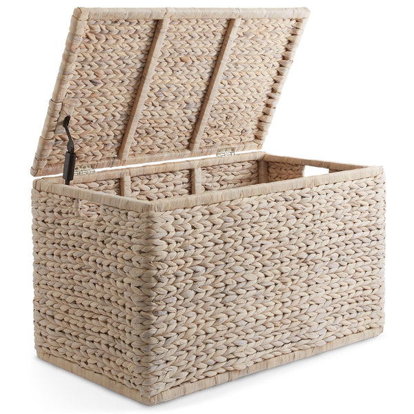Wicker Storage Chest with Lid & Safety Hinge