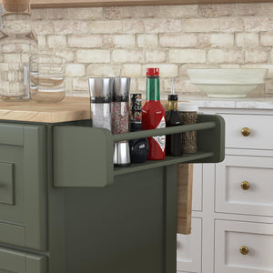 Rolling Kitchen Island Cart with Drop-Leaf Breakfast Bar