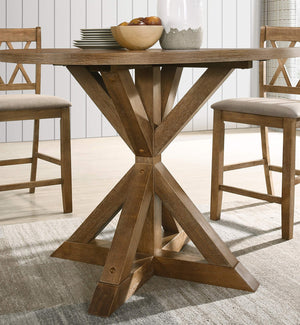 5-Piece Counter Height Dining Set with Cross-Buck Pedestal Table