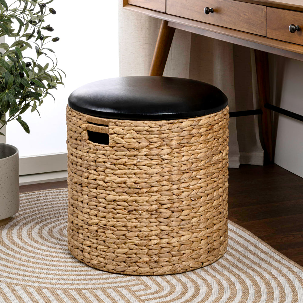 Water Hyacinth Storage Ottoman with Lid