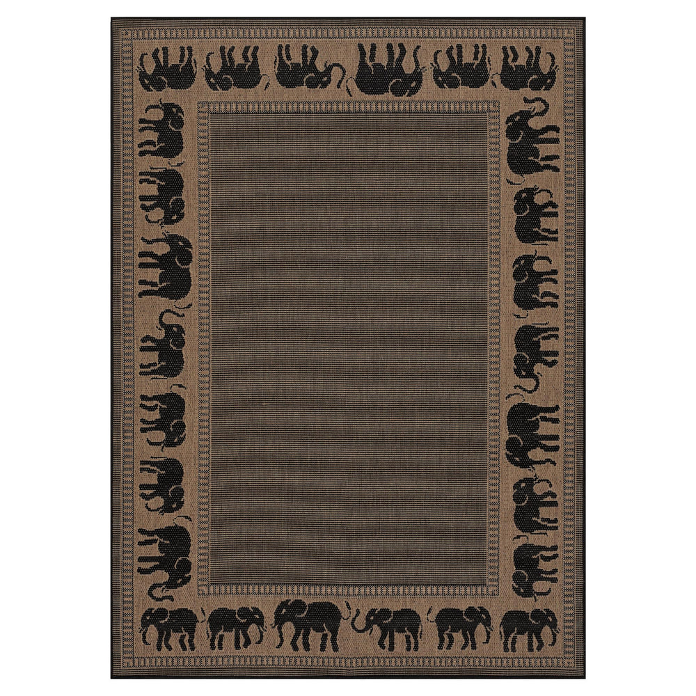 Indoor Outdoor Flatwoven Area Rug 7'6" x 10'9" Cocoa Black