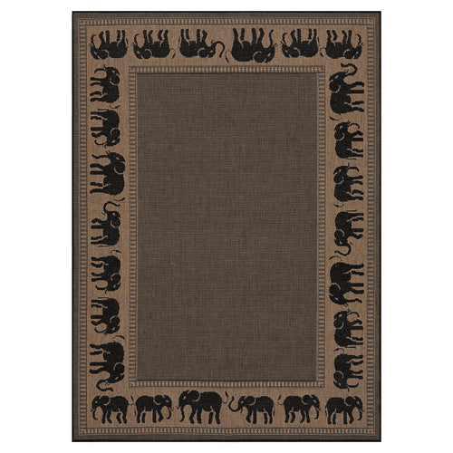 Indoor Outdoor Flatwoven Area Rug 7'6" x 10'9" Cocoa Black