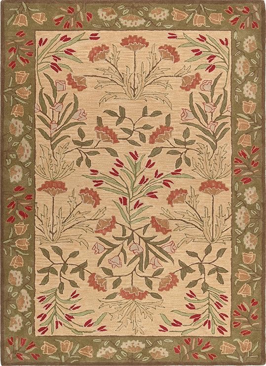 Hand-Tufted Wool Area Rug 5x8 Floral Traditional Beige Blue