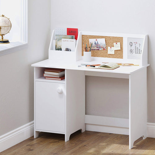Kids Study Desk with Storage Hutch & Cabinet – Engineered Wood, Ages 3–8, White