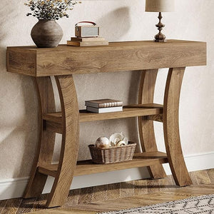 41" 3-Tier Curved Console Table with Storage Shelves