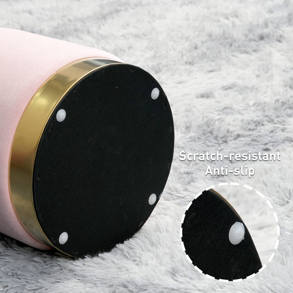 Round Velvet Storage Ottoman Set of 2 with Gold Base