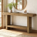 63-Inch Solid Wood Console Table with Lower Shelf