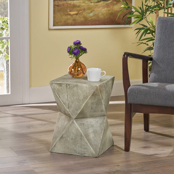 Concrete Hourglass Accent Side Table