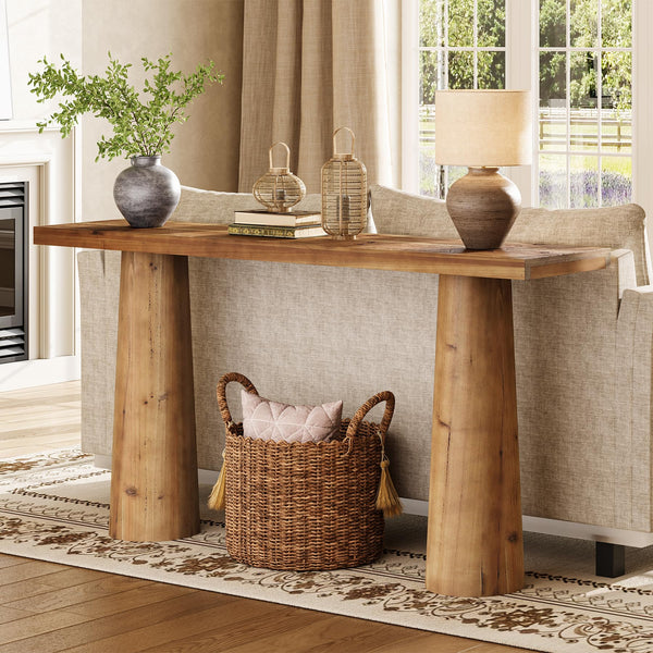63-Inch Solid Wood Console Table – Farmhouse Entryway & Sofa Table