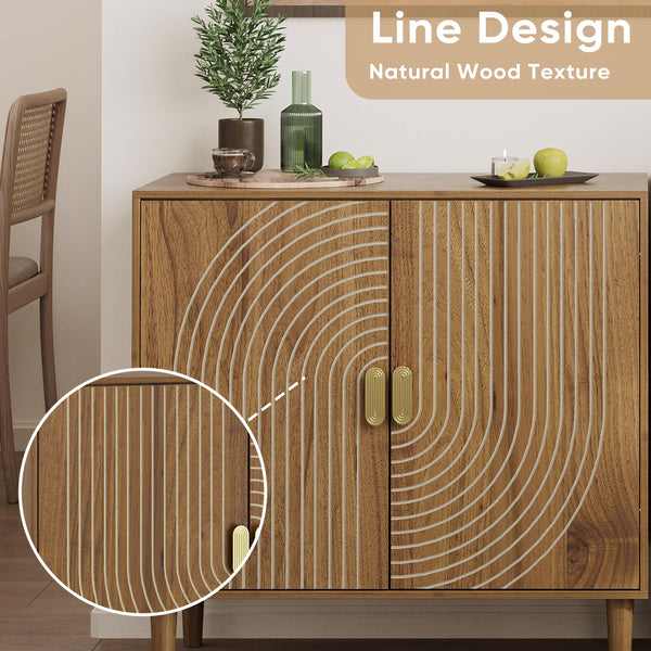 Walnut & Oak Sideboard Cabinet with Adjustable Shelf