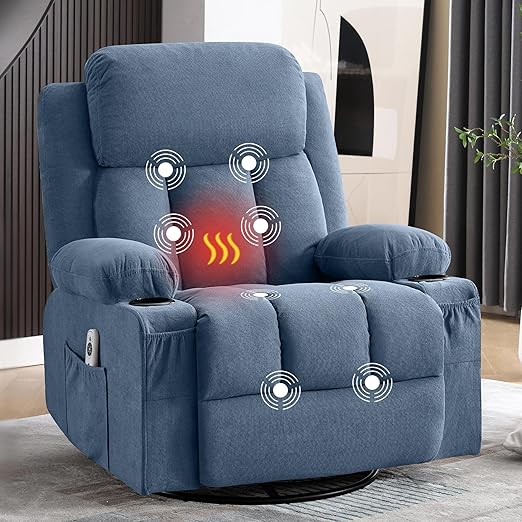 Heated Massage Swivel Rocker Recliner Chair