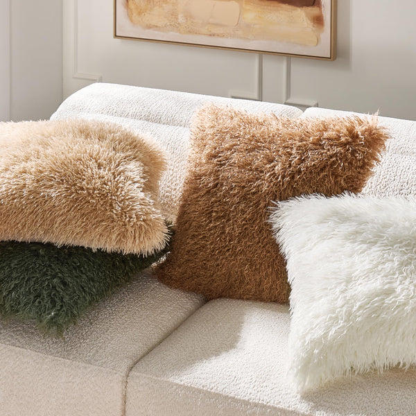 Faux Mongolian Throw Pillow 22"