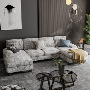 U-Shaped Sectional Sofa with Double Chaise & Memory Foam