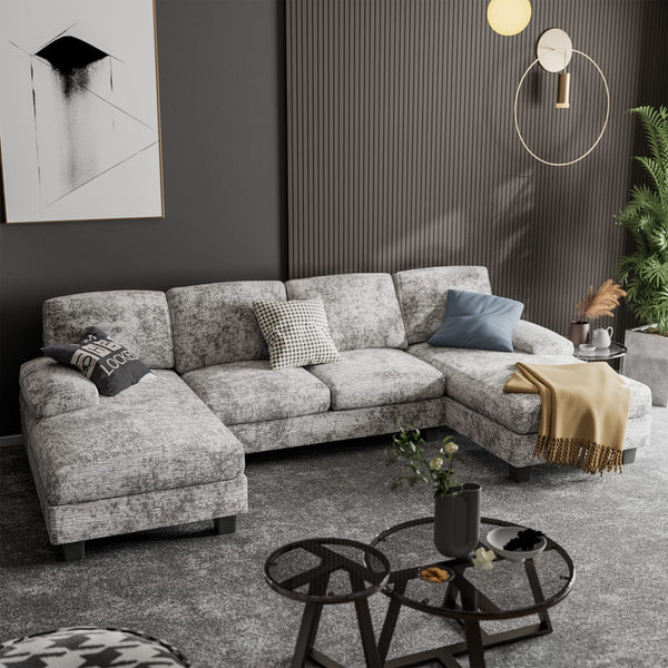 U-Shaped Sectional Sofa with Double Chaise & Memory Foam