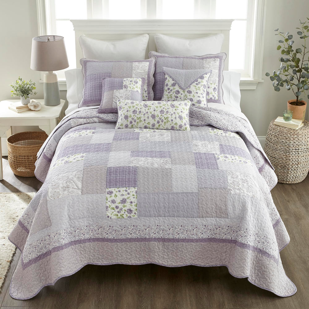 Purple White Lodge King Quilt 110" x 96"