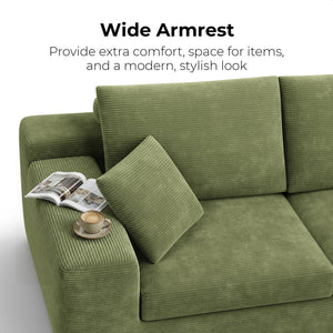 78" Corduroy Loveseat Sofa – Deep Seat, No Assembly Required