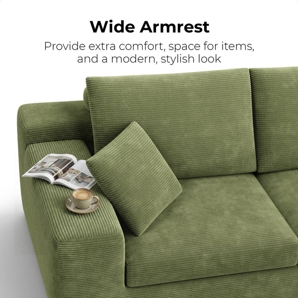 78" Corduroy Loveseat Sofa – Deep Seat, No Assembly Required