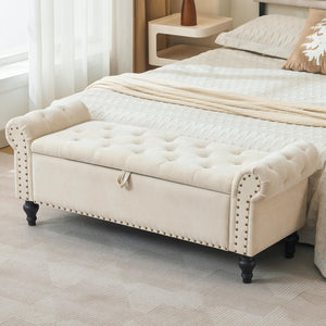51" Linen Storage Ottoman Bench with Hidden Compartment