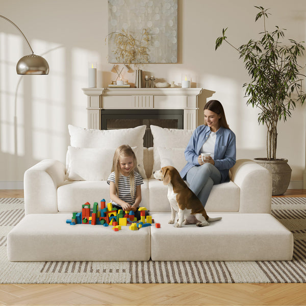 Modular Sectional Sofa with Ottoman & L-Shape Configuration