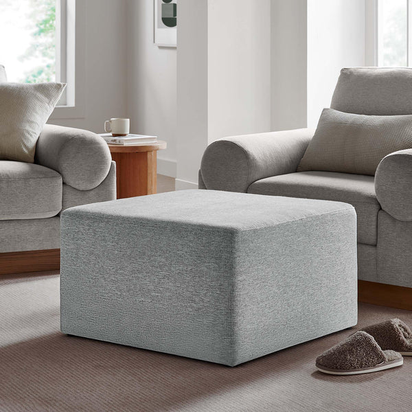 Square Upholstered Ottoman with Velvet Fabric & Wood Legs