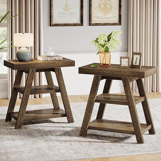 3-Tier Farmhouse End Table with Storage
