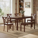 6-Piece Farmhouse Dining Table Set with Bench