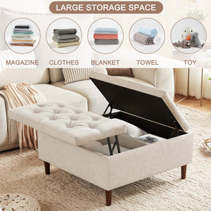 Large Square Lift-Top Storage Ottoman with Coffee Table