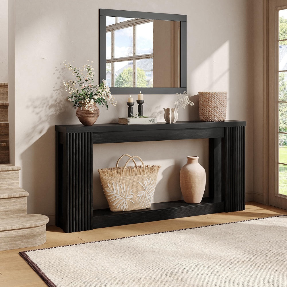 Fluted Console Table with Storage – 71 Inch Entryway Sofa Table