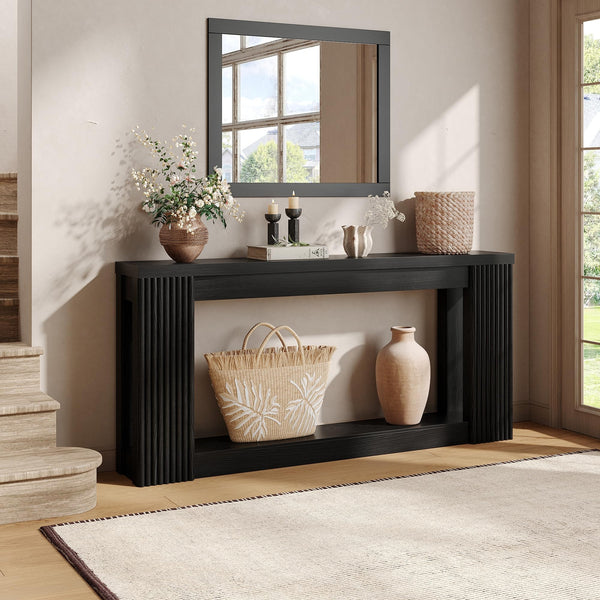 Fluted Console Table with Storage – 71 Inch Entryway Sofa Table