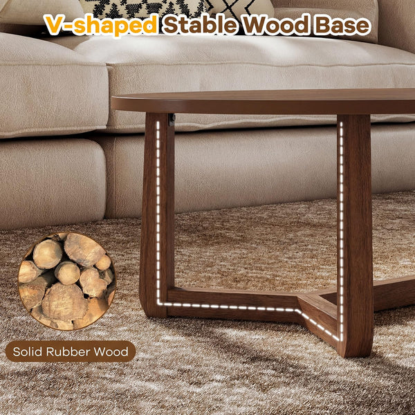 Oval Coffee Table – Low Profile Wood Accent Table