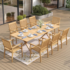 9-Piece Acacia Wood Outdoor Dining Set with Extendable Table