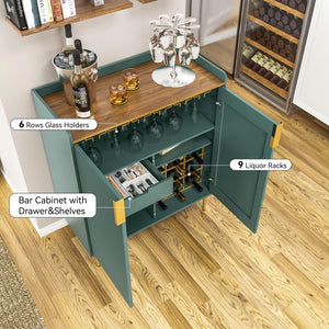 Bar Cabinet with Wine Rack & Stemware Holders
