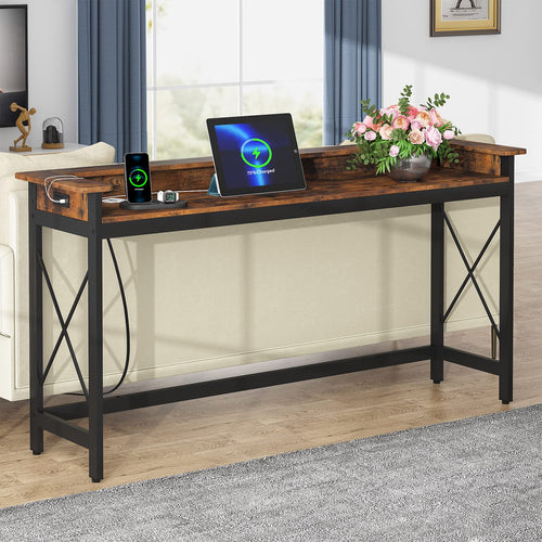 Sofa Console Table with Outlets & USB Ports – 70.9" Extra Long
