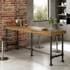 Solid Wood Bar Table 70.9" | Seats 6-8 | Industrial Style