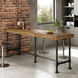 Solid Wood Bar Table 70.9" | Seats 6-8 | Industrial Style