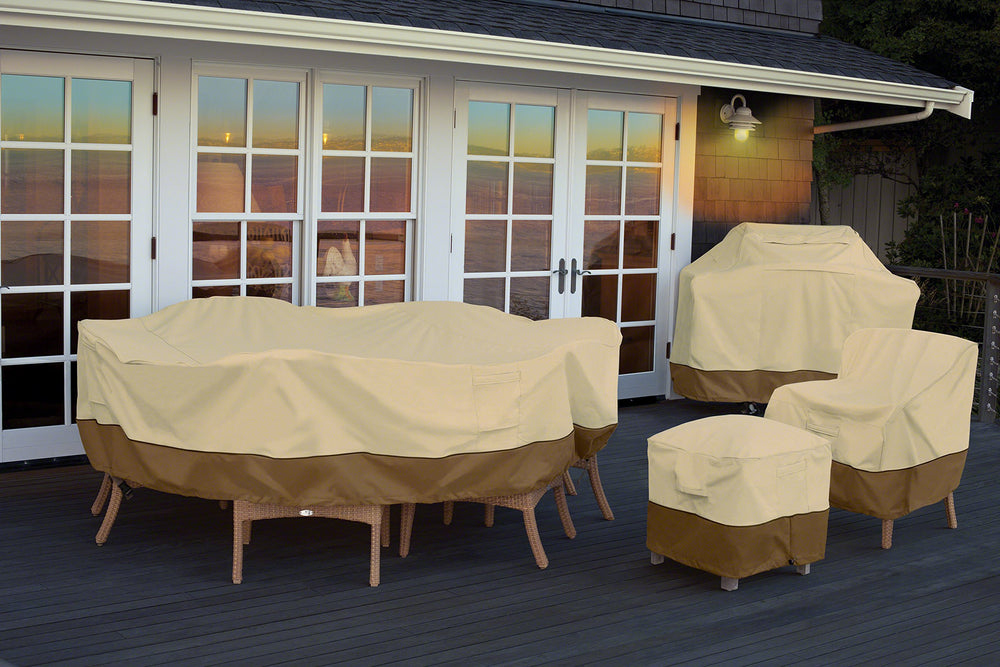 Rectangular/Oval Patio Table & Chair Set Cover — Water-Resistant Outdoor Furniture Cover