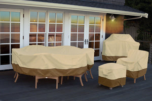 Rectangular/Oval Patio Table & Chair Set Cover — Water-Resistant Outdoor Furniture Cover