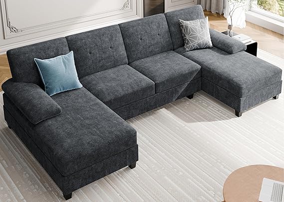 U-Shaped Sectional Sofa with Double Chaise – 4-Seat Living Room Couch