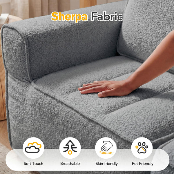 Modular Sectional Sofa with Ottoman – L-Shape & U-Shape, Cloud Couch, No Assembly