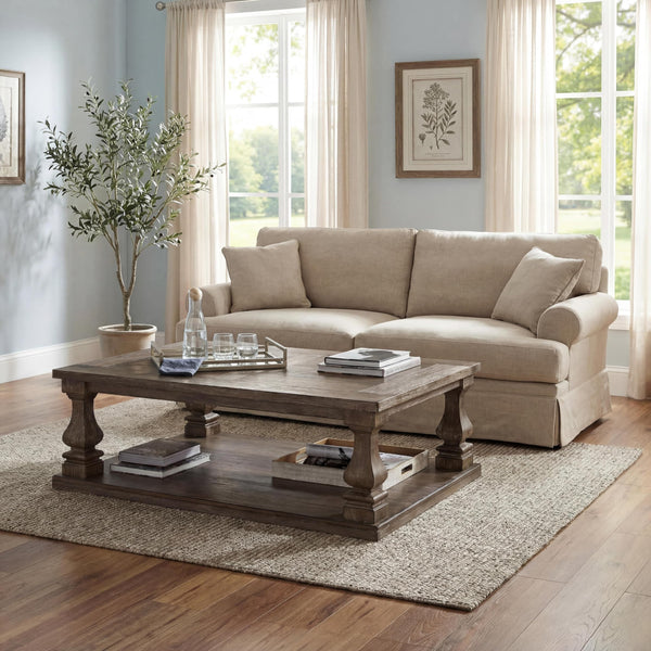 Farmhouse Coffee Table – Weathered Gray Finish