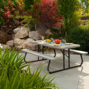 6-Foot Folding Picnic Table with Attached Bench Seating