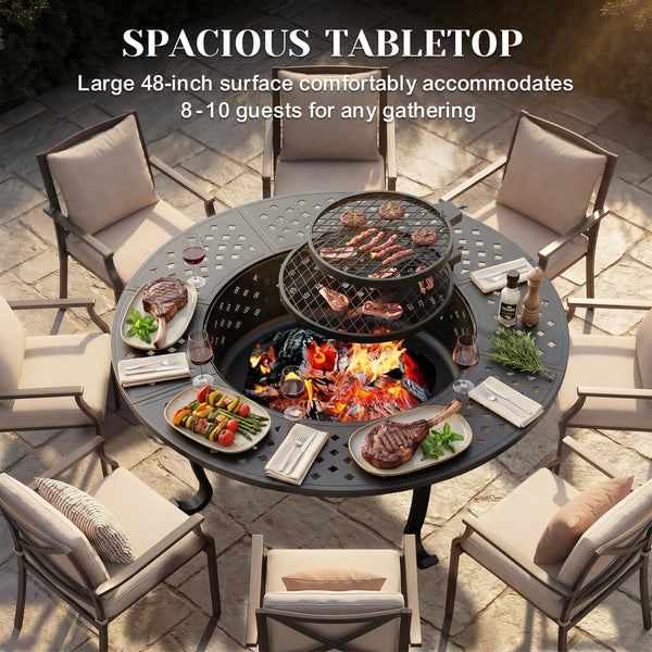 48-Inch Round Outdoor Wood-Burning Fire Pit