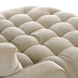 Chenille Chaise Lounge Sofa Bed with Tufted Seat & Removable Pillows
