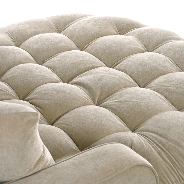 Chenille Chaise Lounge Sofa Bed with Tufted Seat & Removable Pillows
