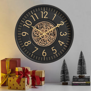 Moving Gear Wall Clock with Roman Numerals – Modern Analog Decor