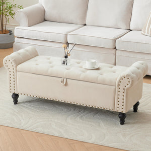 51" Linen Storage Ottoman Bench with Hidden Compartment
