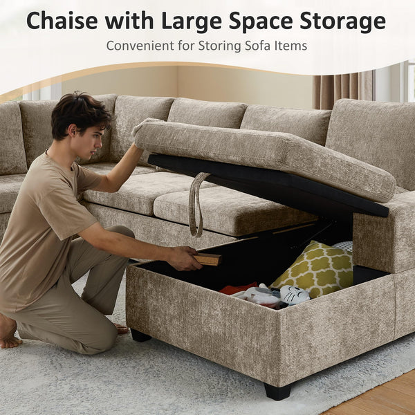 Modular Sectional Sofa with Pull-Out Bed & Storage