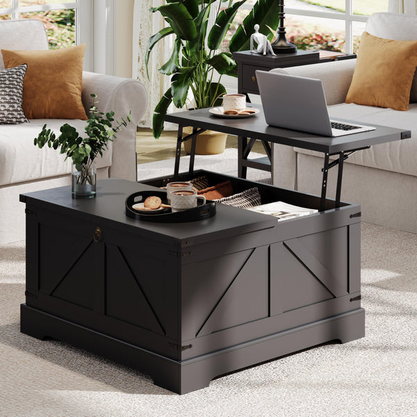 Farmhouse Lift Top Coffee Table with Hidden Storage