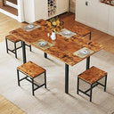 Extendable Dining Table Set for 4 with Upholstered Chairs